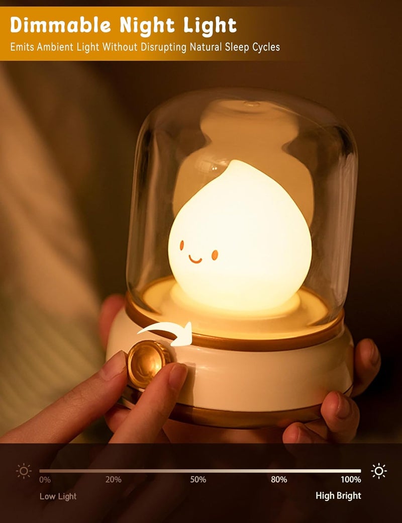WANIDEA Store Flameless Candles Lamp, Led Candles,Cute Kerosene Lamp,Silicone Flame Amber Light,Adjustable Dimmable Rechargeable Night Light for Kids,Girls,Teenager Kids Bedroom Christmas - Image 3